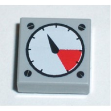 Part 3070bp07 Light Bluish Gray Tile 1 x 1 with White and Red Gauge Pattern 